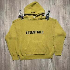 Fear of God Essentials Amber Knit Pullover Hoodie, Size L - Authentic